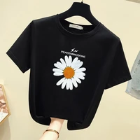summer fresh small daisy short sleeved t shirt cool womens clothing popularity all match printed short sleeved for sweet girls