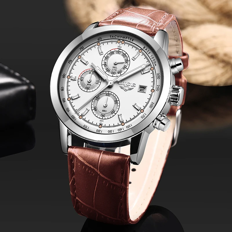 LIGE новинка мужские часы с автоматической датой водонепроницаемые Модные