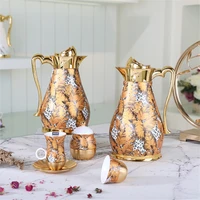 manufacturer glass liner inside durable drink water pots cup saucer tea sets arabic dallah gift set arabic coffee pot