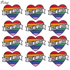 10 шт., радужные нашивки Pulaqi с рисунком сердца