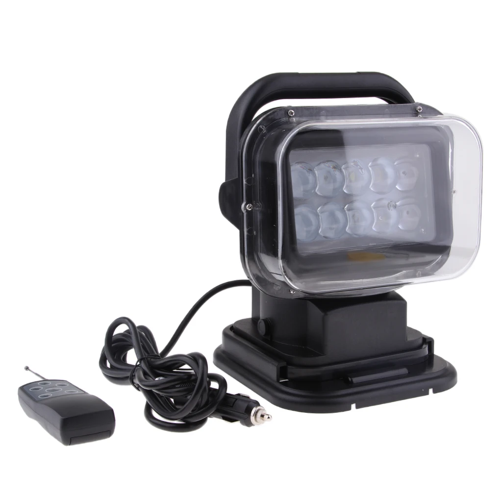 

Wireless Remote Control LED Spotlight Search Light Black Shell 12/24V 7500K