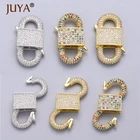 Медные застежки Juya для изготовления ювелирных изделий, с фианитами, для самостоятельного изготовления женских браслетов