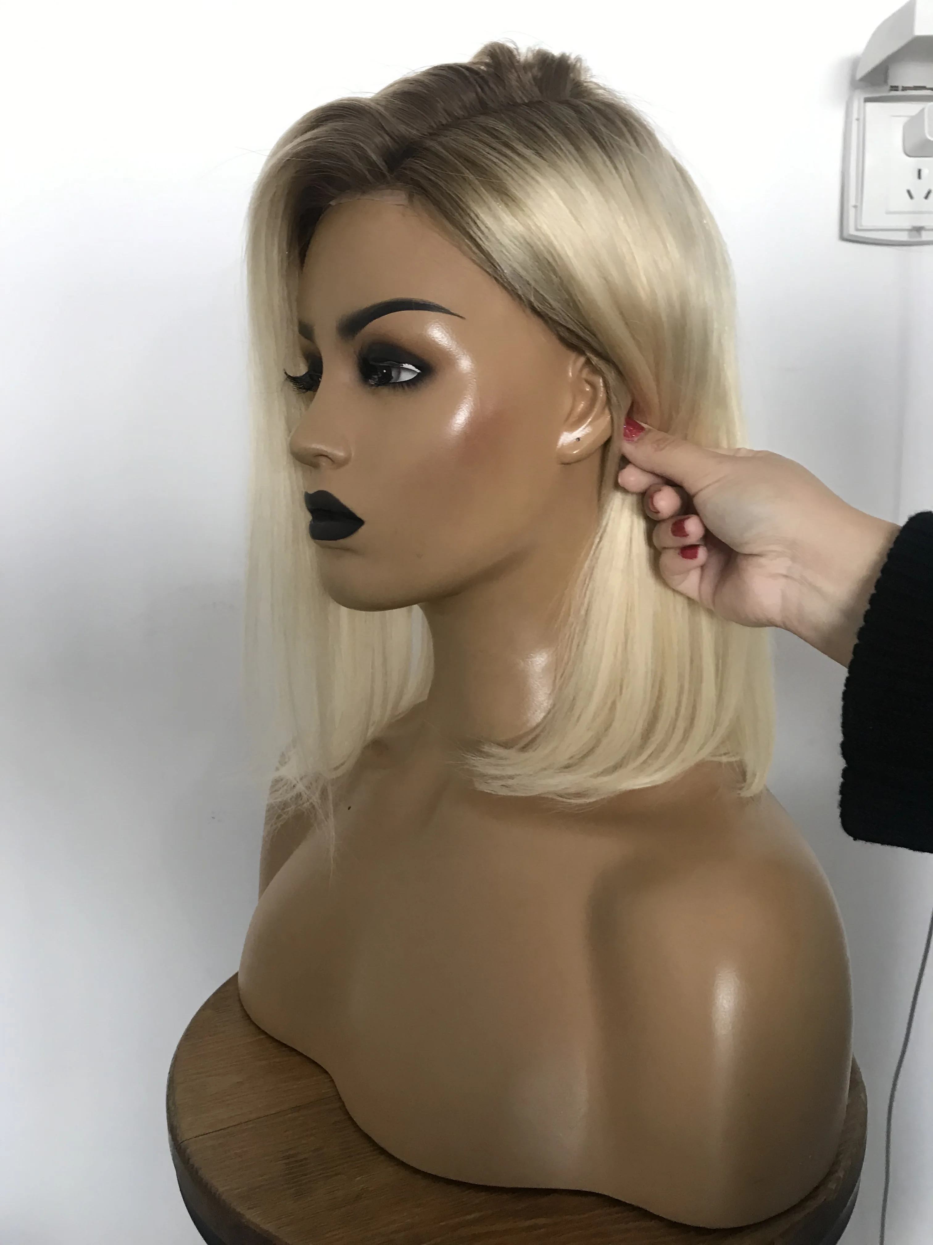 

QueenKing волосы 13*6 кружевной передний парик Прозрачная Кружевная Подсветка цвет Омбре боб парик готовые бразильские человеческие волосы Remy