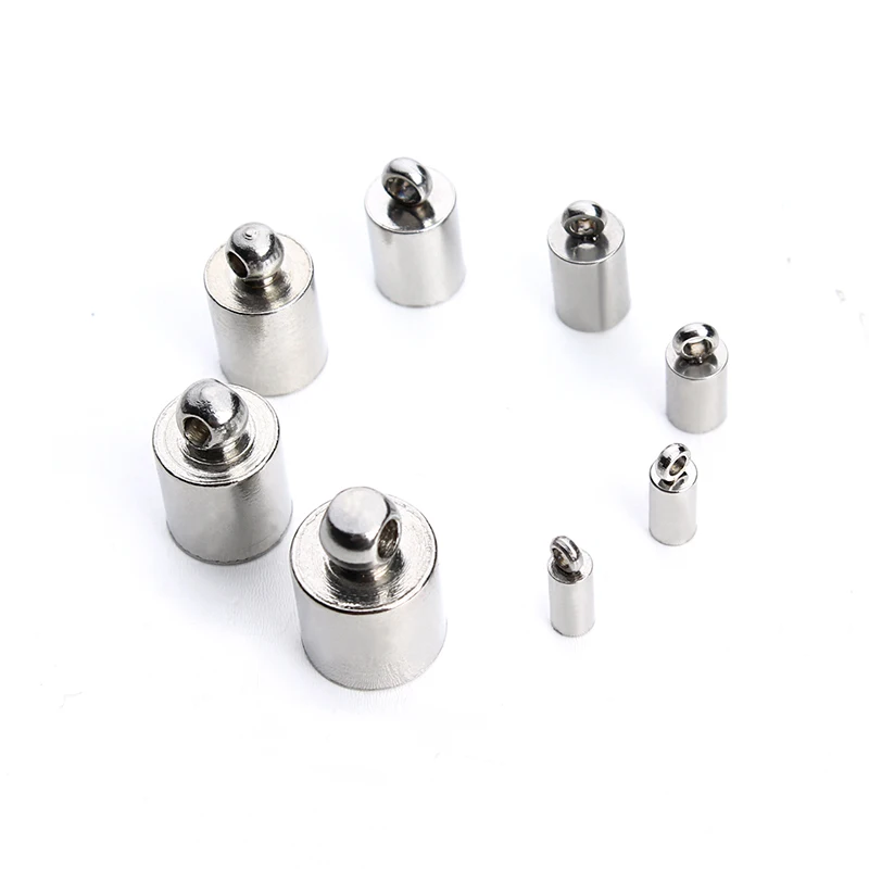 

20pcs Stainless Steel 2/2.5/3/4/5/6/7/8mm Silver Tone End Caps Crimp Beads Covers Connectors for DIY Jewelry Making Findings