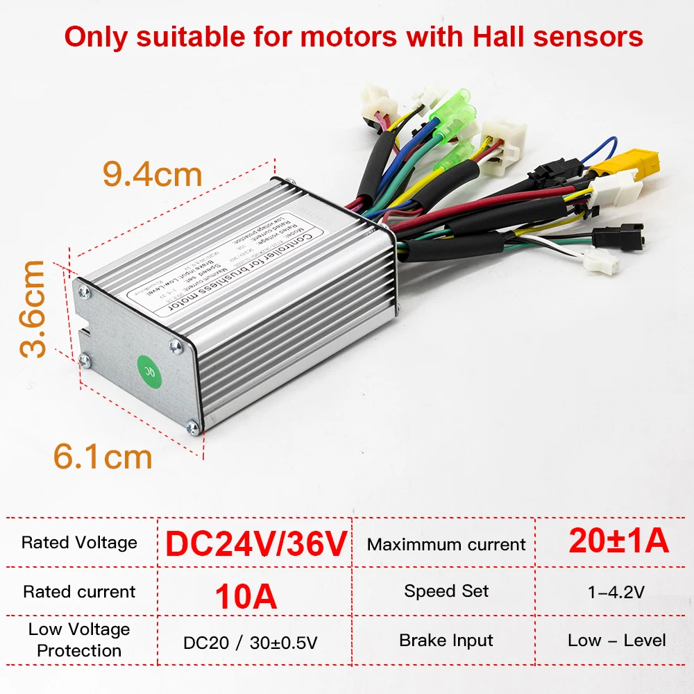 Контроллер электровелосипеда 24V 36V 350W 500W 20A бесщеточный прямоугольную волну