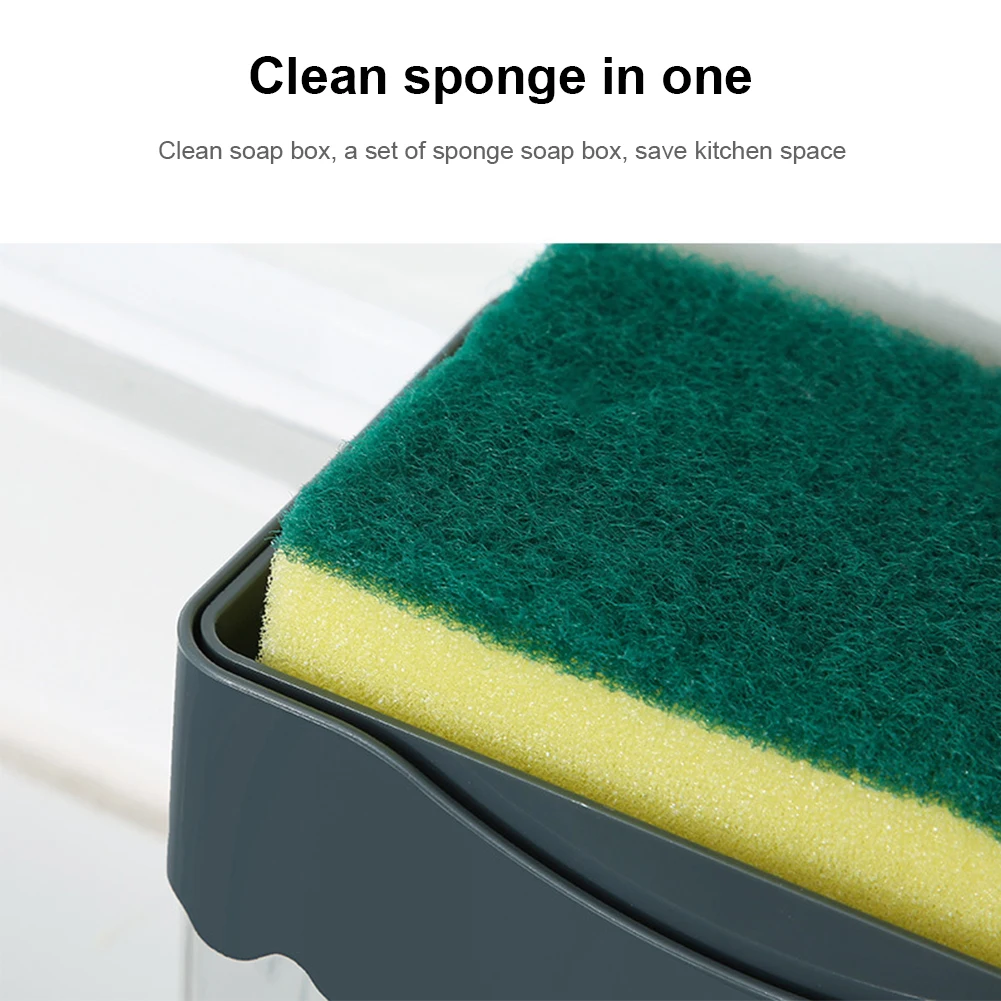 

13oz Liquid Soap Dispenser with Sponge ABS Sponge Holder Soap Pump Sponge Caddy