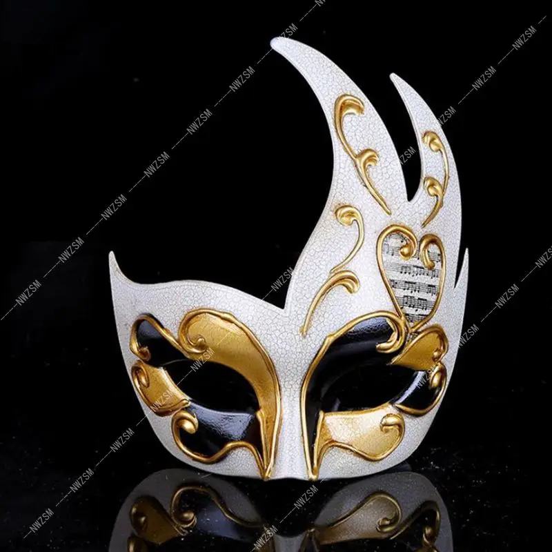 

Halloween Masquerade Party Mask Half Face Venice show Flame Crack mask Male Female Party Decor accessories cosplay