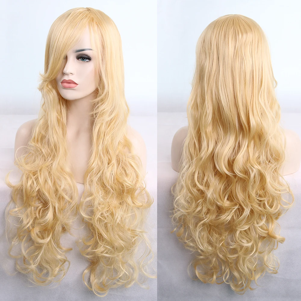 Парики из синтетических волос с челкой кудрявые парики 80 см/31 дюйм Жаростойкие