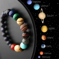 fashion volcanic stone yoga energy solar galaxy planet womens bracelet for couple bracelets men seven chakra woven bracelets