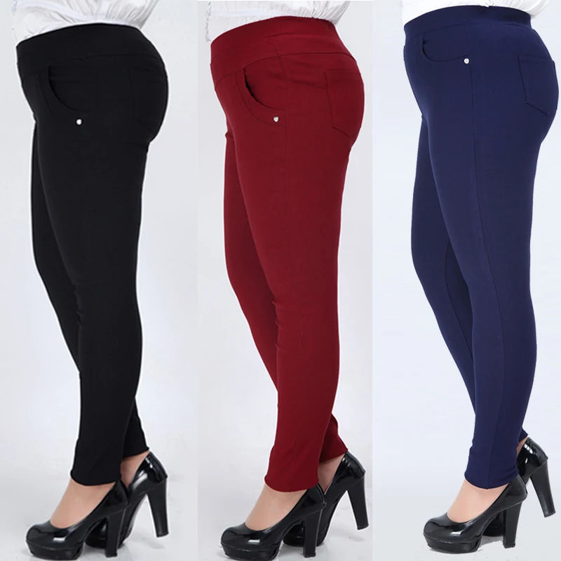 Женские Брюки Капри Clobee Extra Large 6XL Стрейчевые узкие брюки с высокой талией