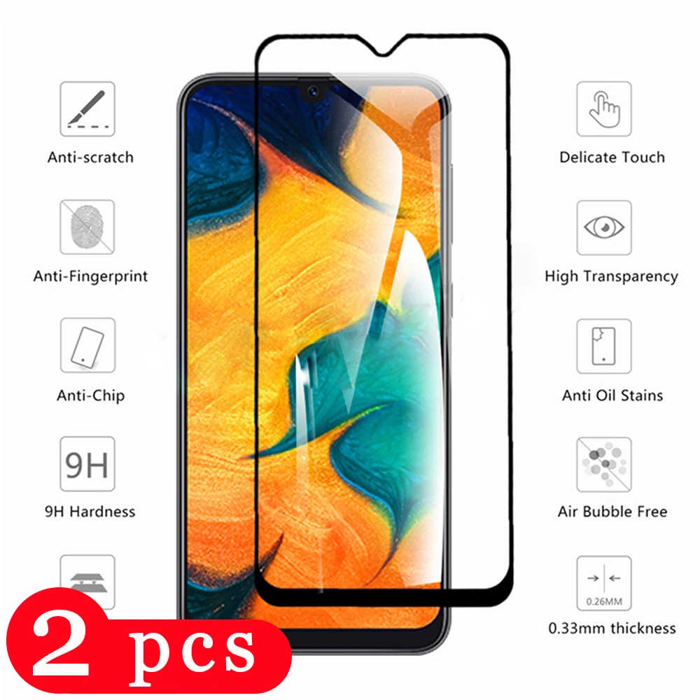 2 шт. для samsung galaxy A90 A80 A70 A70s A60 A50 A50s A40 A30 A20 A20s Закаленное стекло Защитная пленка A10 A10s
