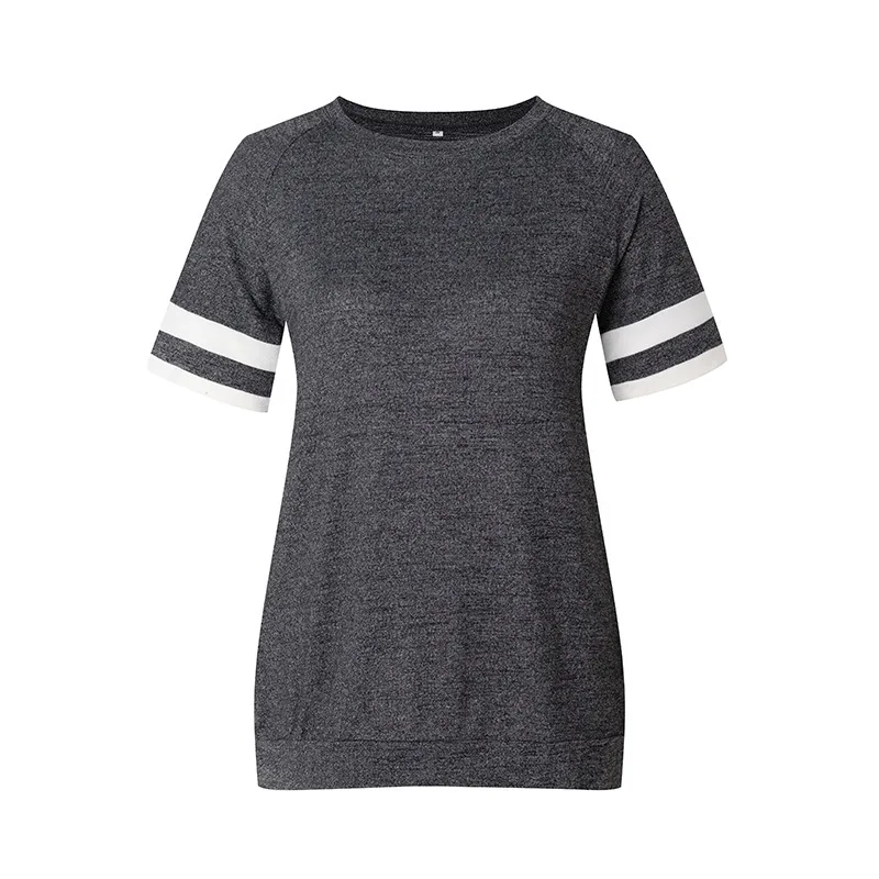 

Women's 2021 Summer Round Neck Color Matching Short-sleeved Loose Casual Top T-shirt Clothing Women Tshirts Tops
