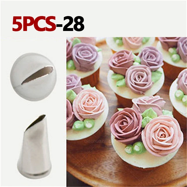 5PCS-28 SEAAN 3 стиля Кондитерские украшения торта советы для крема глазурь трубопровод сахарное Ремесло Роза цветочная насадка Кондитерские инструменты Инструменты для украшения помадки - Цвет: 5PCS-28