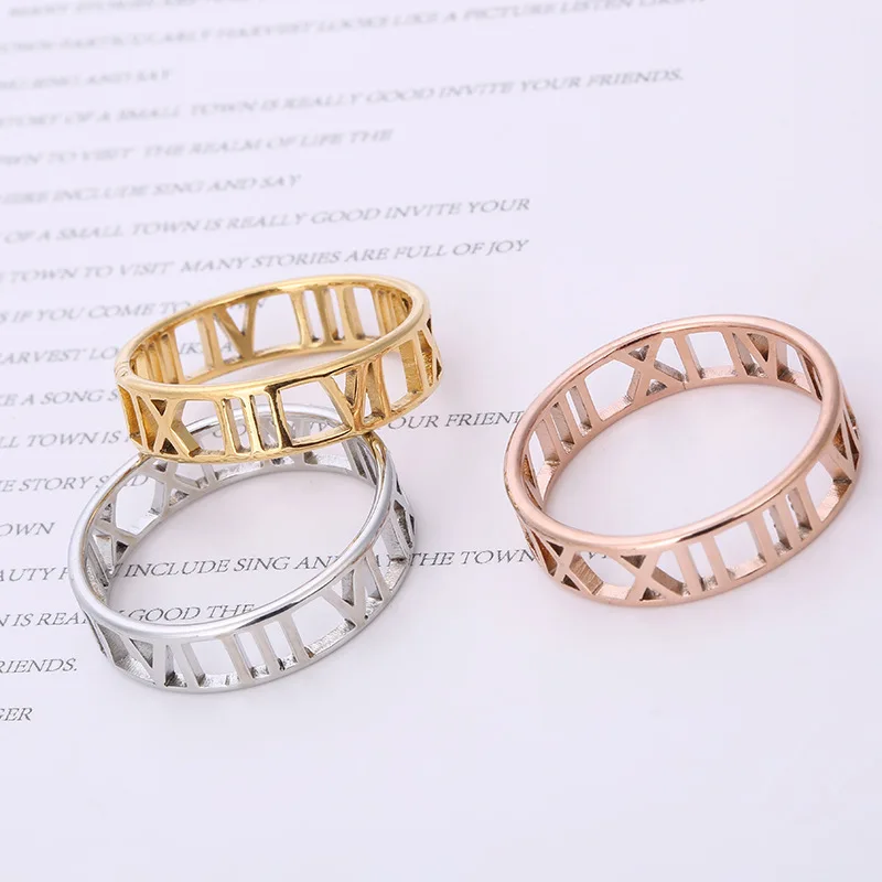 

925 Sterling Silver Female Sweet Ring Finger Elegant Rome Numbers Simple Circle Ring for Woman Girl Fashion Jewelry