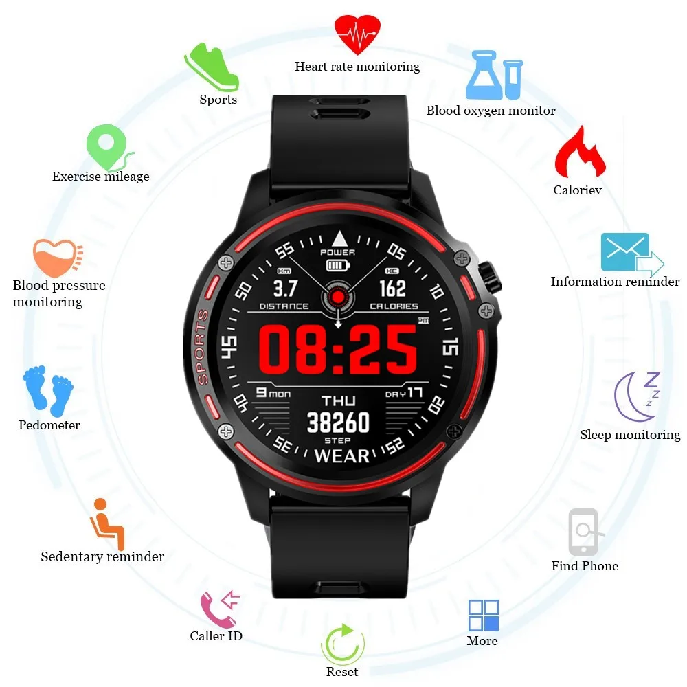 Abay Smartwatch L8 Смарт часы мужские IP68 Водонепроницаемые умные с ЭКГ PPG кровяное