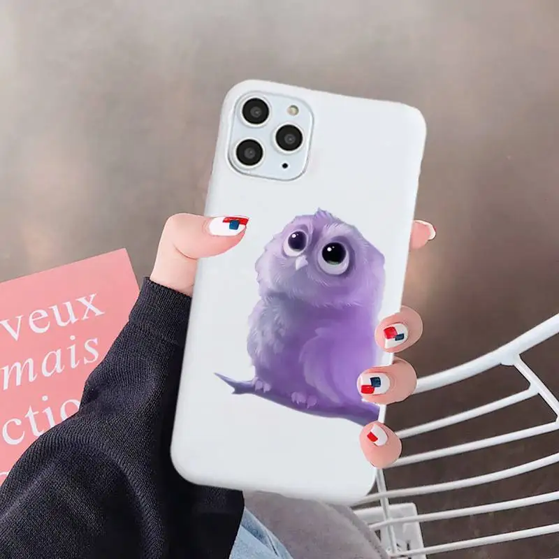 

Cute animal Owl Phone Case Candy Color for iPhone 6 7 8 11 12 s mini pro X XS XR MAX Plus