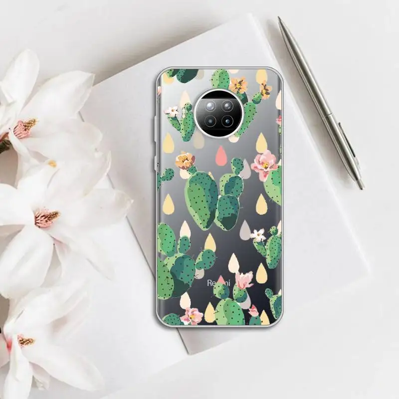

Green Cactus Plant cute lovely Phone Case Transparent for Xiaomi mi note 10 8 9 t HUAWEI p30 40 11 Samsung S 8 9 10 20 pro lite