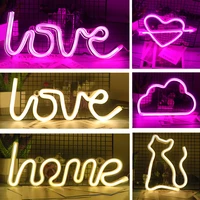 creative led neon light sign love heart wedding party decoration neon lamp valentines day bedroom home decor night lamp gift