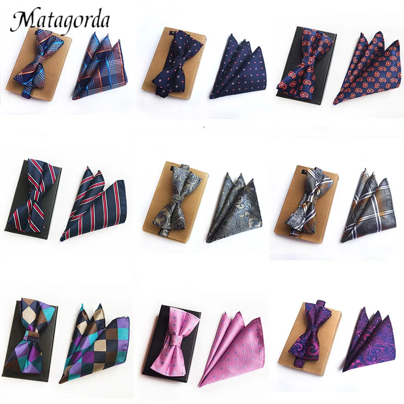 

Matagorda 26 стилей Hanky + галстук-бабочка набор 100% шелк горошек Пейсли цветок Gird полосатый галстук-бабочка квадратный платок мужской галстук