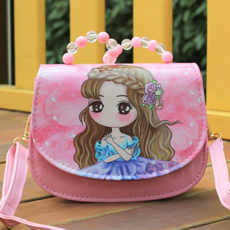 

Children PU Leather Cartoon Princess Printing Small Sack Bags Kids Travel Crossbody Phone Pouches Money Package for Baby Girls