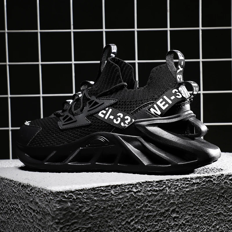 

Fashion New Design Sneakers Men High-Top Sock Shoes Flying Weaving Autumn Casual Footwear Stable Night Running