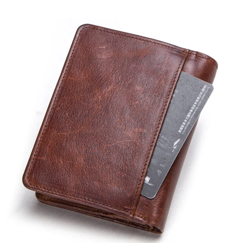 

YourSeason Solid Man Zipper Hasp Short Standard Wallets Multifunction Clutch Men 2021 Crazy Horse Leather Retro Coin Purse
