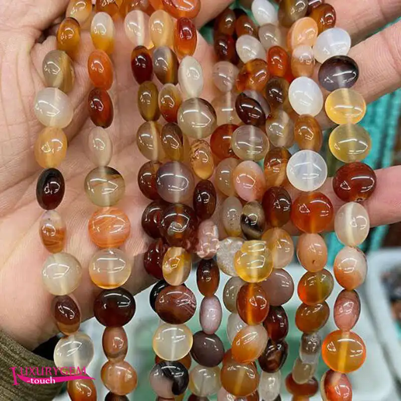 

Natural Multicolor Red Agates Stone Loose Beads 10mm Smooth Flat Coin Shape DIY Jewelry Accessories 38Pcs a3676