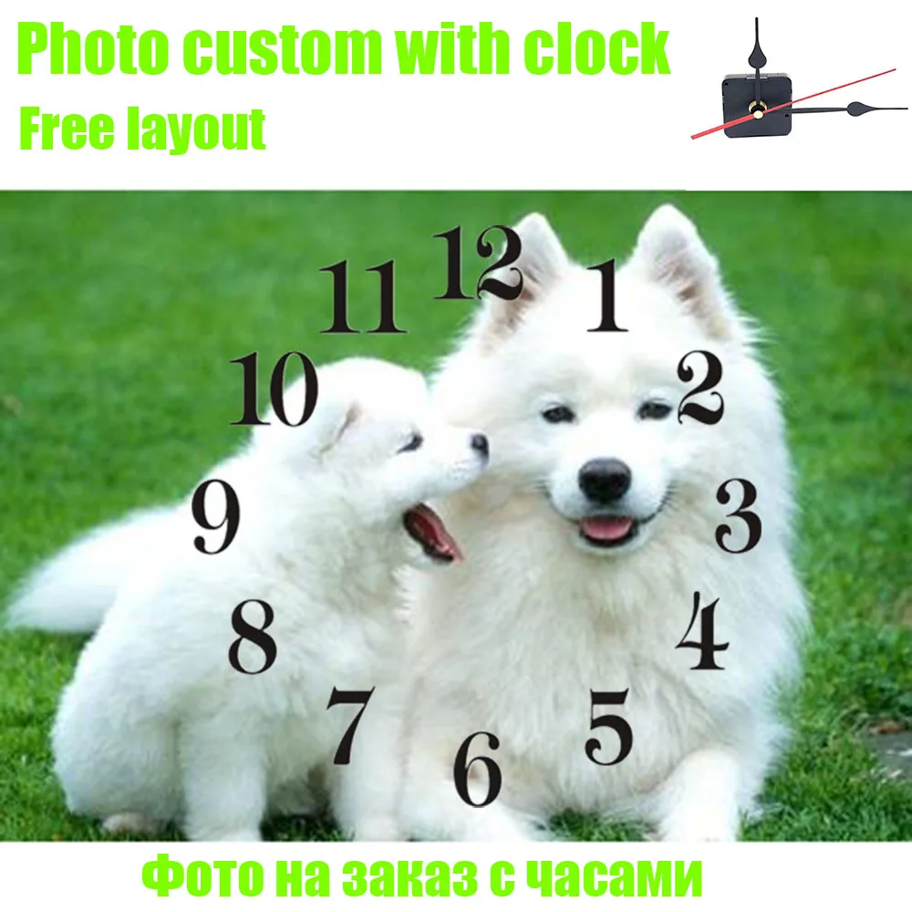 

"Photo custom+Clock Mechanism" Diamond Painting Cross Stitch Kit Full Square/ Round 5D Picture Embroidery Personal Custom Gift