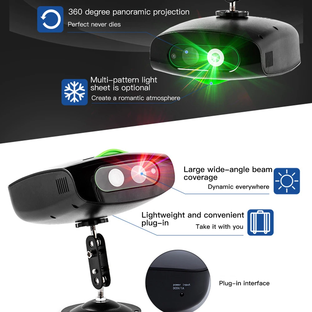 

Protable RGB Disco Light DJ LED Light Stage Projector red blue green Lamp USB Rechargeable Wedding Birthday Party DJ Lamp