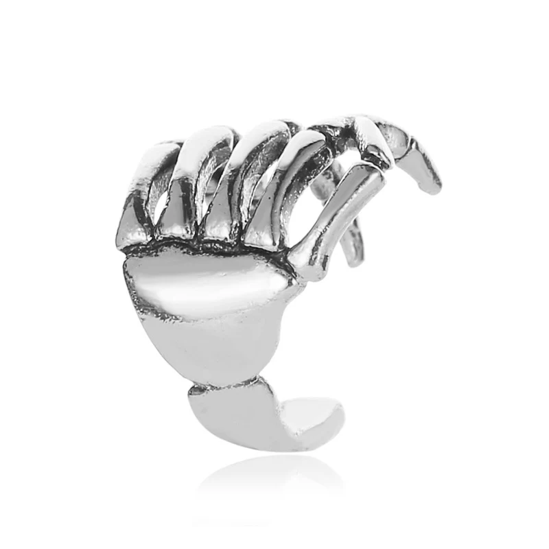 silver Панк Череп в форме руки, Кафф для ушей, золото, серебро, клипсы, серьги без пирсинга для женщин, клипсы, серьги klipsy na uszy aretes - Окраска металла: silver