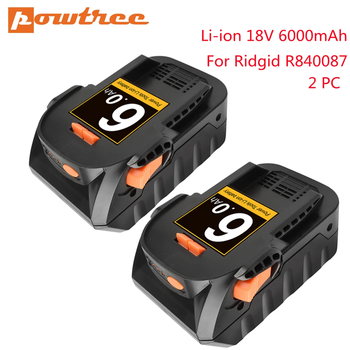 Литий-ионная аккумуляторная батарея Powtree 18 в 6000 мАч для дрели Ridgid