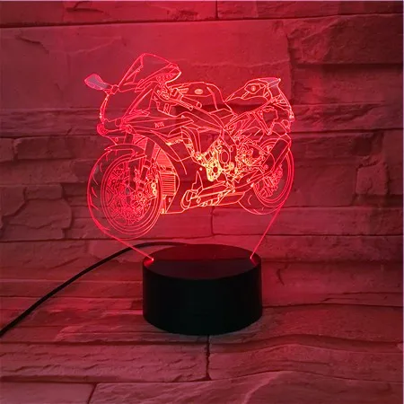 

3D Lamp Lighting Cool Motorcycle LED USB RGB Mood Night Light Multicolor Touch Remote Luminaria Change Table Desk Room 580