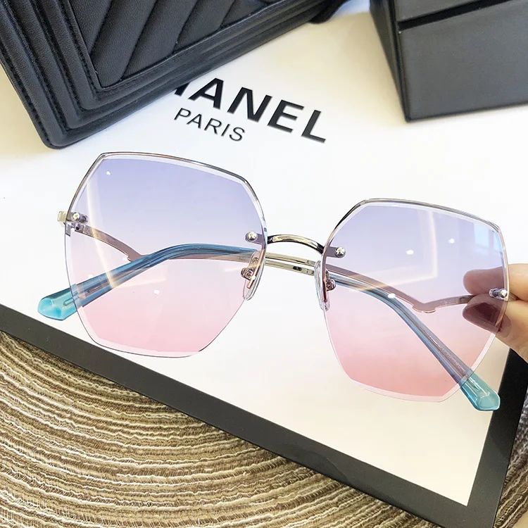 Fashion Rimless Sunglasses For Women Big Luxury Brand Designer UV400 Glasses Female Gradient Shades Women's accessories