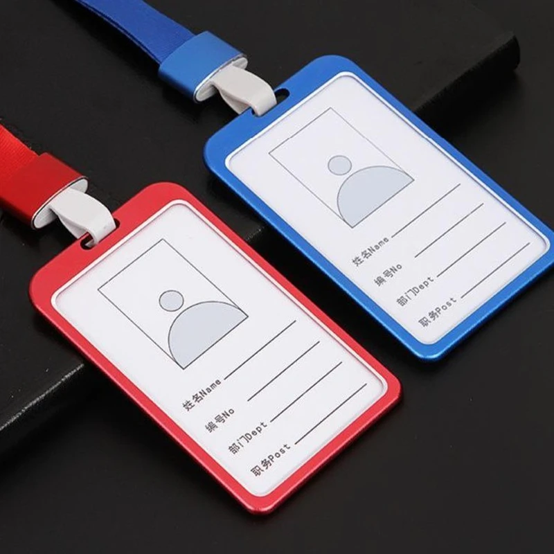 

Vertical Horizon styles Aluminum Alloy Work Name Card Holders Business Work Card ID Badge Lanyard Holder Metal Bags Case