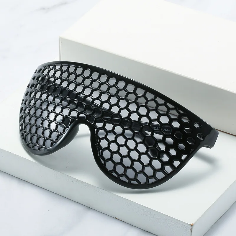 

HERVI One big frame Glasses Lady grid covering face Glasses 2021 Retro Funny Sunglasses Men Women Black & blue