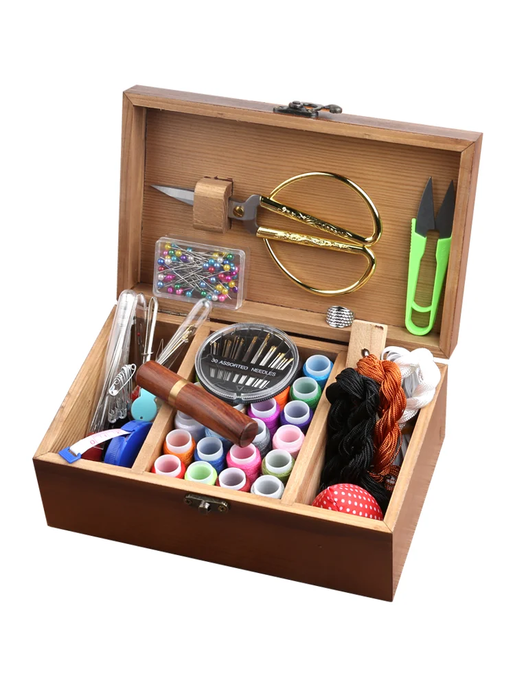 

Household Sewing Kit Solid Wood Sewing Kit Gadget Portable and Versatile High-Grade Sewing Needle Wire Set Sewing Accessories
