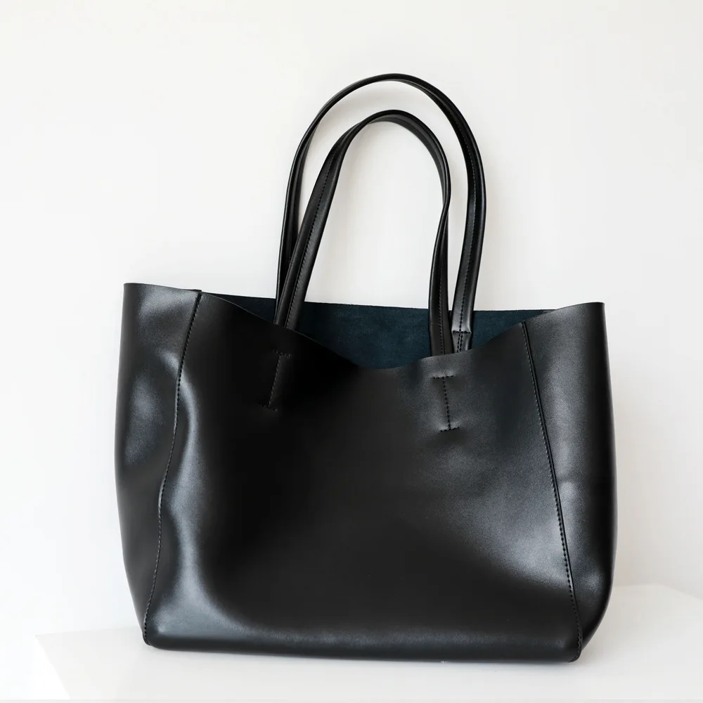

2021 Joker new commuter bag Mummy shopping bag cowhide big bag leather tote bag