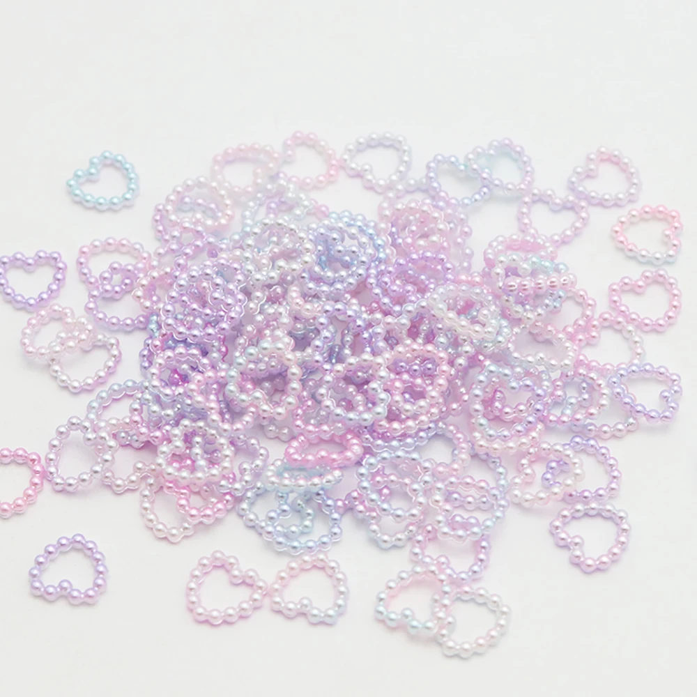 Бусины россыпью в форме сердца радужного цвета имитация жемчуга для рукоделия