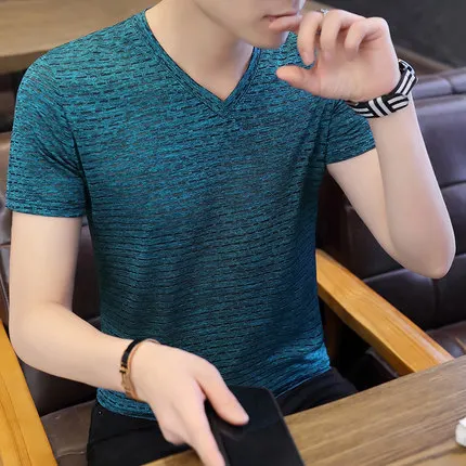 

Men's short sleeve t-shirt summer trend handsome casual half sleeve 6513