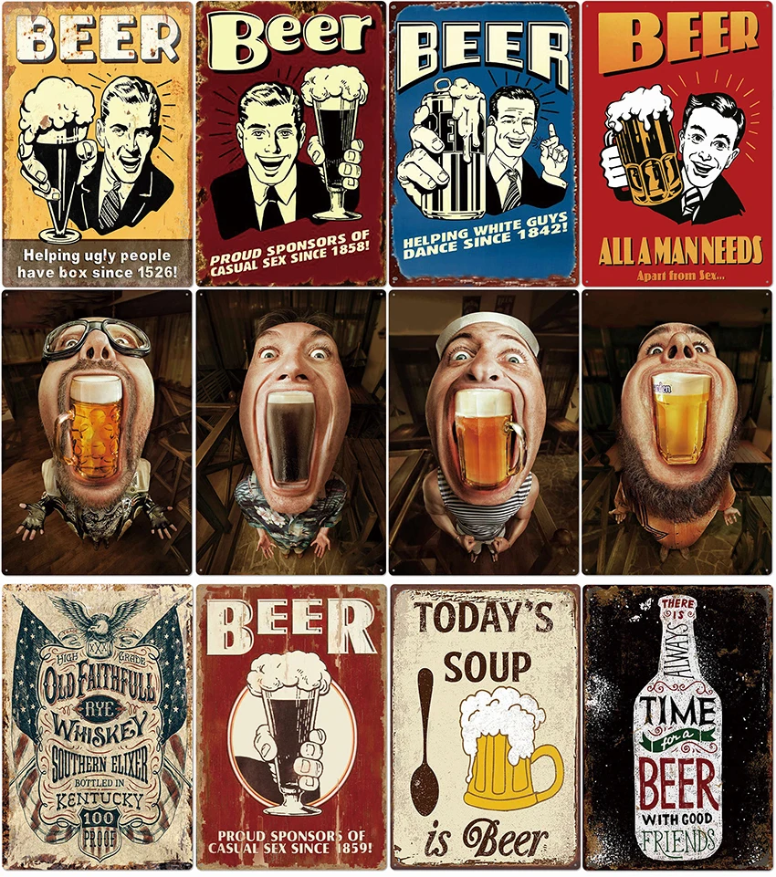 

Cold Drink Retro Beer Metal Plate Painting Wall Poster Decor Vintage Tin Signs Art Sticker for Home Bar Pub