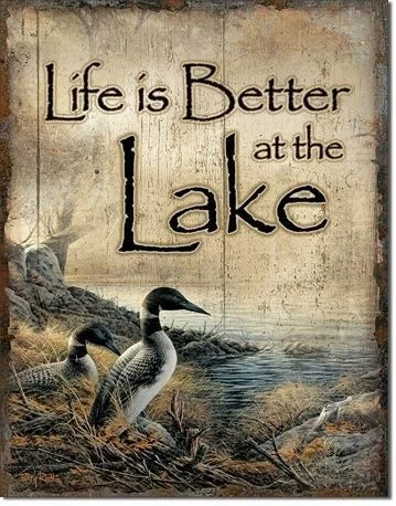 

No Shooting Beyond This Point Tin Sign, 12.5" W x 16" H Life's Better Lake