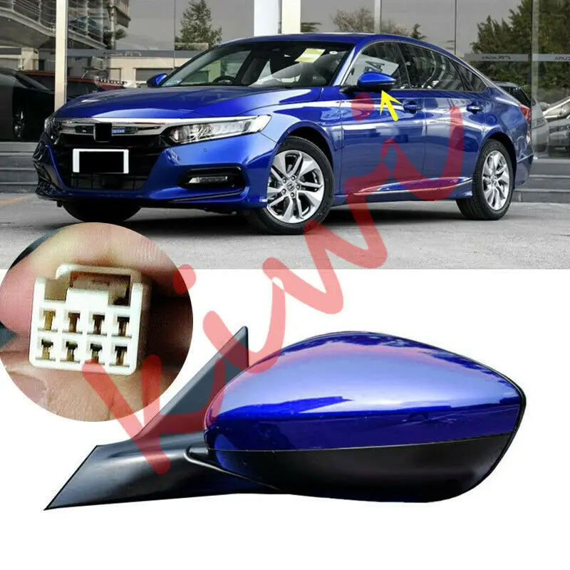 

For Honda Accord 10Th 2018-2019 High quality Left Side Blue Rearview Mirror Assembly 3Pin 1pcs