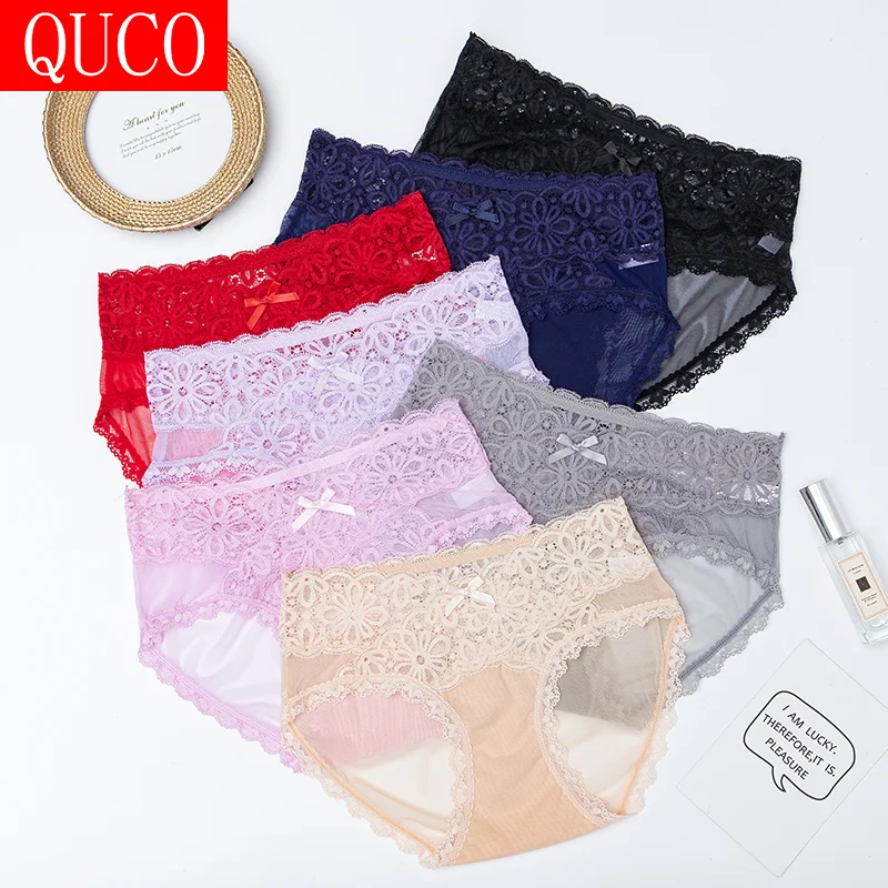 quco brand 4 pcslot women panties sexy women underwear lingerie hot sale pretty briefs high quality low waist womens thongss free global shipping