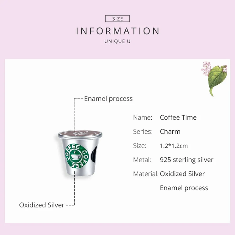 Бусина-Шарм для браслета из 100% серебра 925 пробы