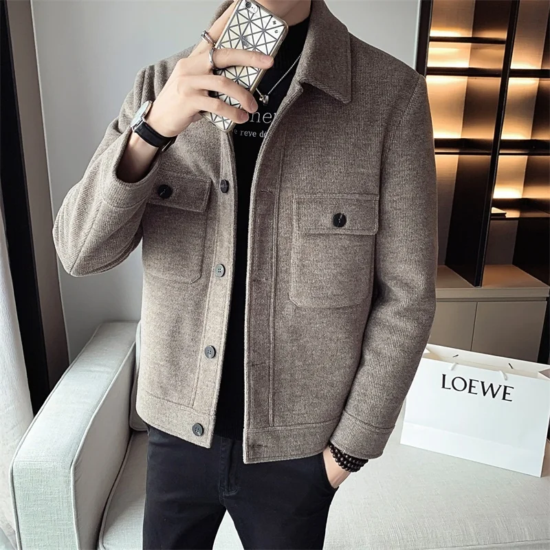 Осень-зима 2022 новое шерстяное пальто мужское кашемировое приталенная шерстяная