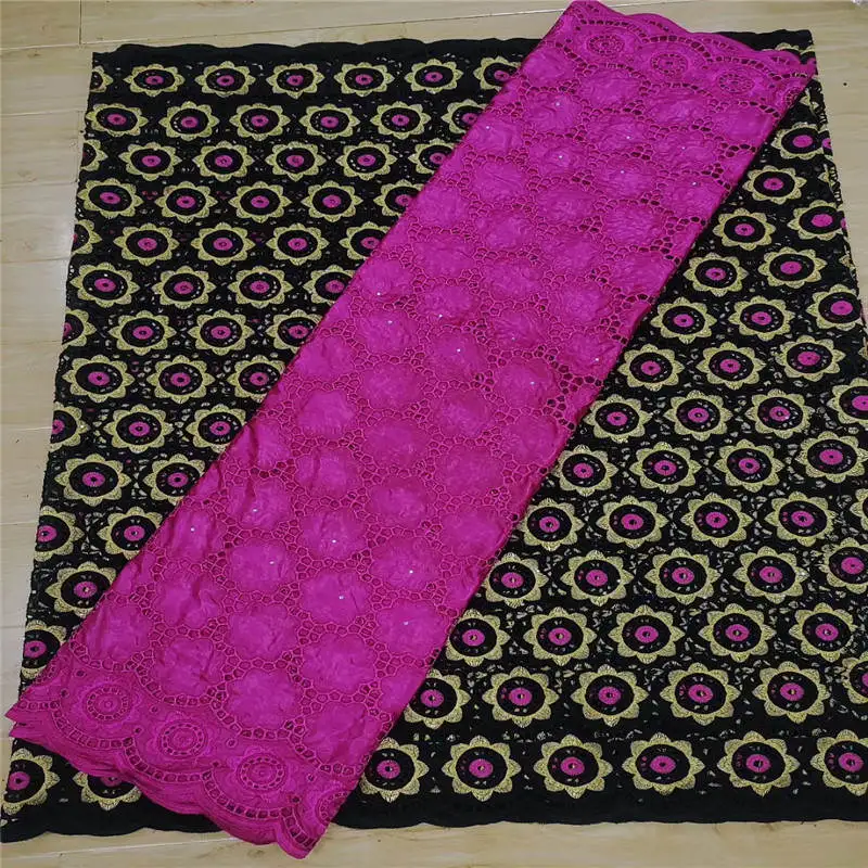 

Hot sale 2.5yards bazin riche fabric+2.5yards swiss lace fabric 2020 high quality embroidery 100% cotton African fabric!13LF7105