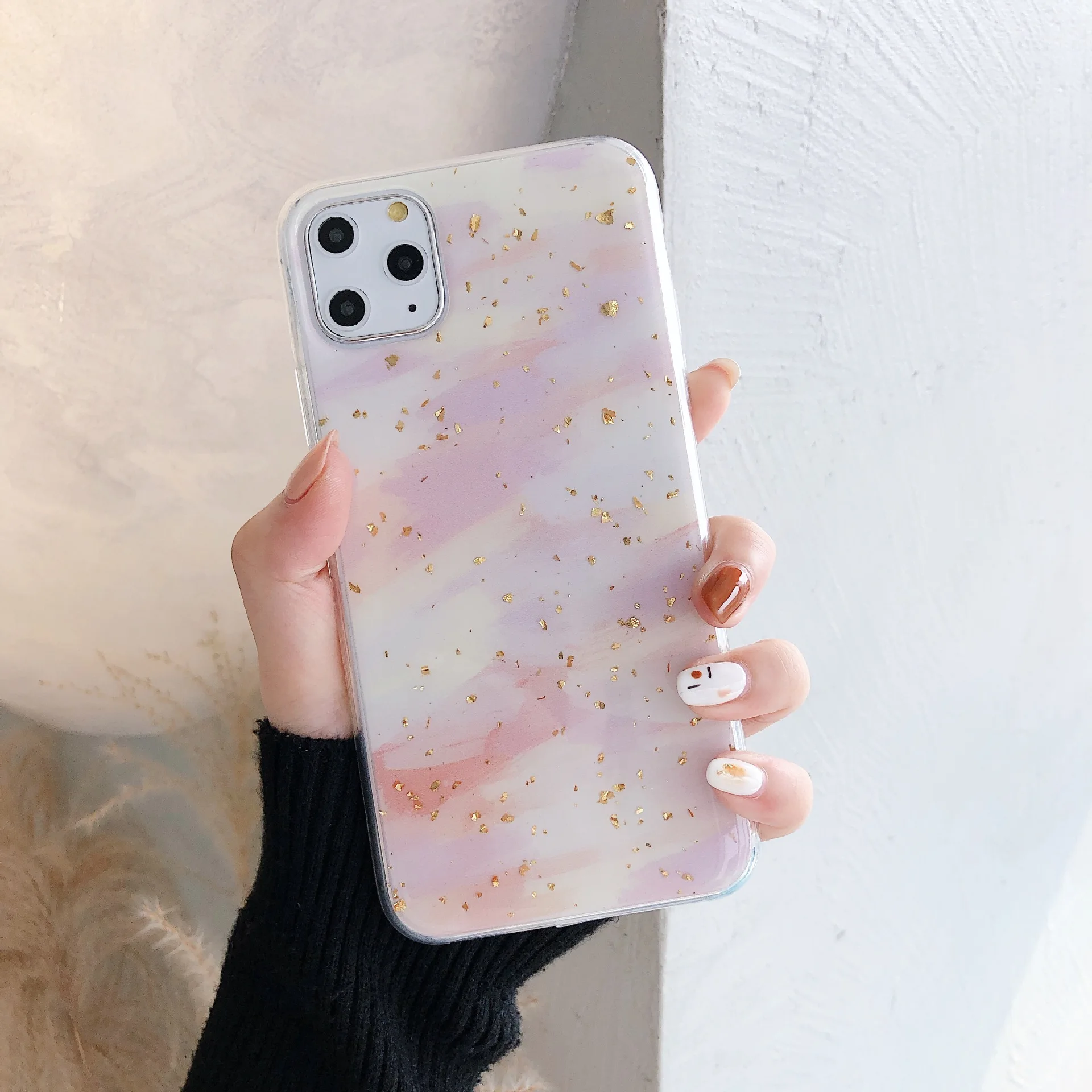 Модный синий цветок золотой фольги чехол для телефона iPhone 11 Pro Max XR X XS 7 8 6 Plus Полный