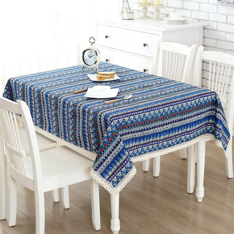 

Polka Dot Table Mat Bohemian Style Cotton and Linen Tablecloth Coffee Table Decoration Fashion Style Fabric Simple Design Mat