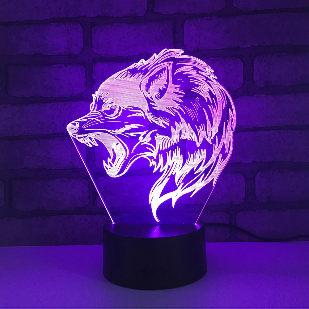 

Wolf LED RGB Night Light 7 Color Change Desk Light 1859 Action Figure PVC Kids Toys Brinquedos Christmas Gift
