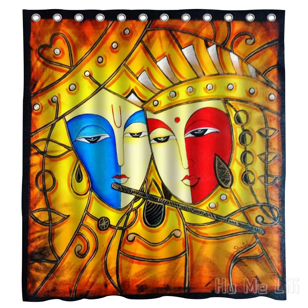 

Radha Krishna Modern Art Paintings Design Waterproof Shower Curtain Bathroom Accessories